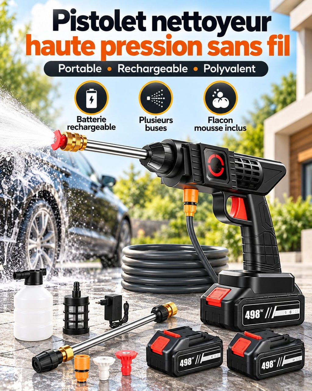 Pistolet Nettoyeur Haute Pression Sans Fil