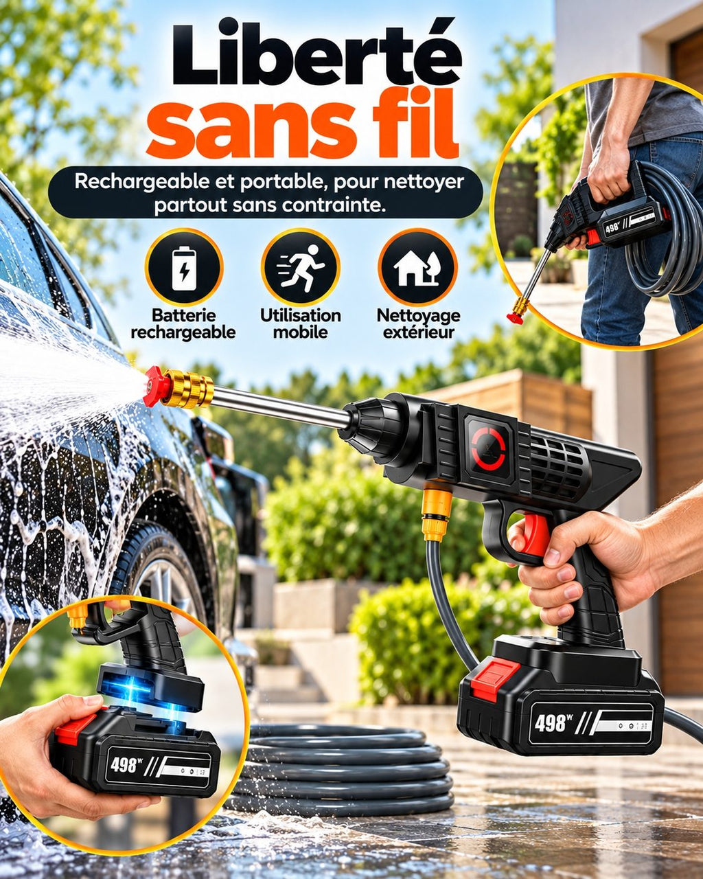 Pistolet Nettoyeur Haute Pression Sans Fil