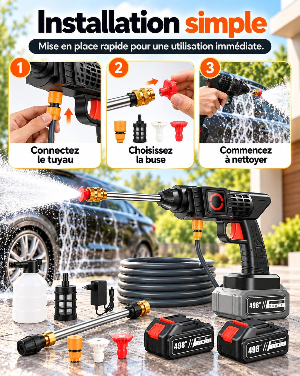 Pistolet Nettoyeur Haute Pression Sans Fil