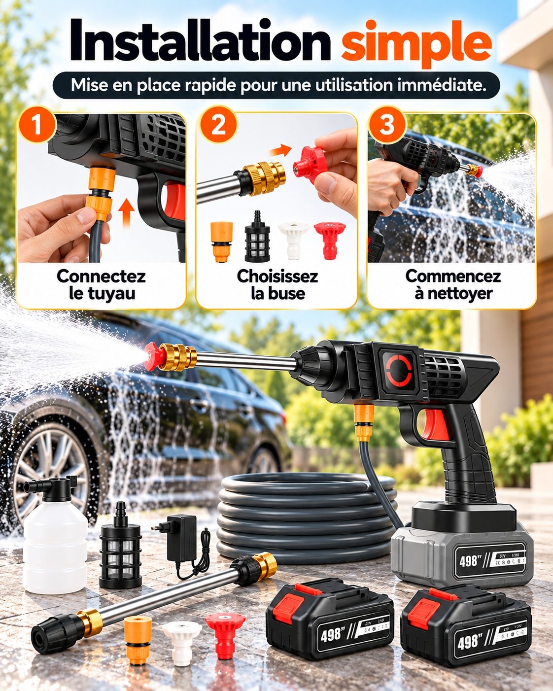 Pistolet Nettoyeur Haute Pression Sans Fil