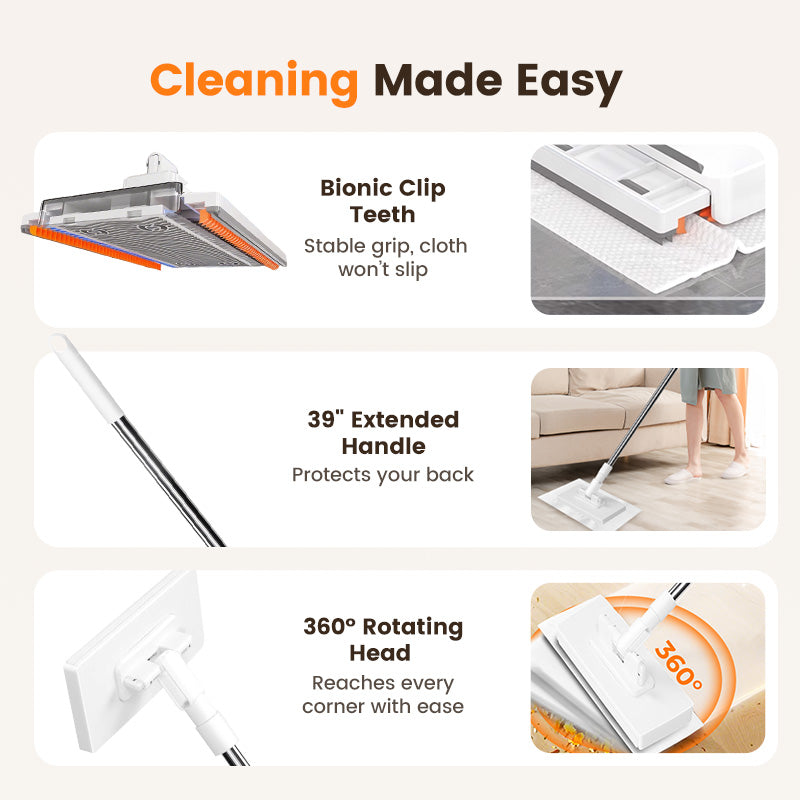 🏆 LAST DAY! 50% OFF 🌿💦 Disposable dust mop with 4 reusable covers 🧹✨