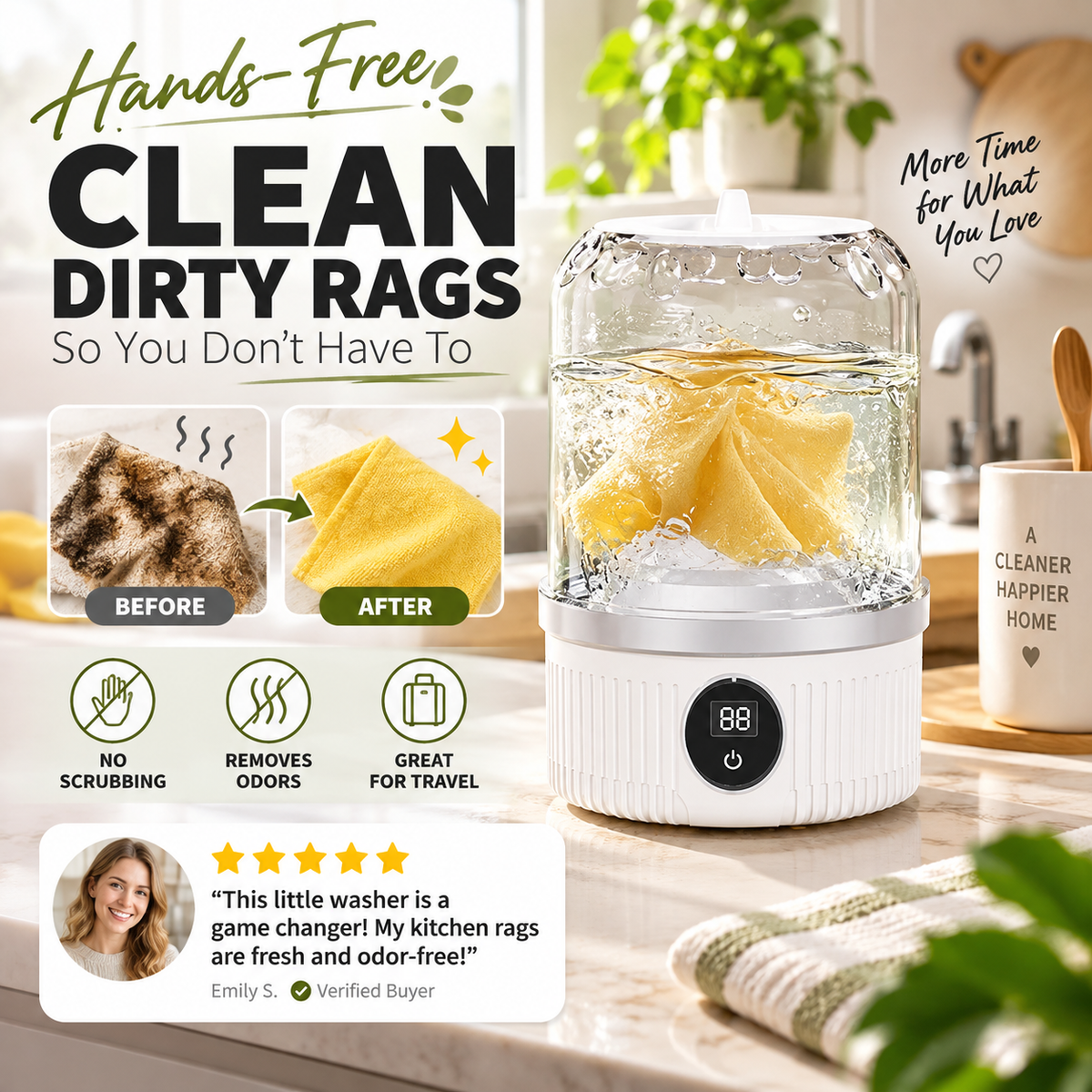 Limited Sale 55% OFF🎁Free your hands🥰Wireless Charging Mini Washing Machine